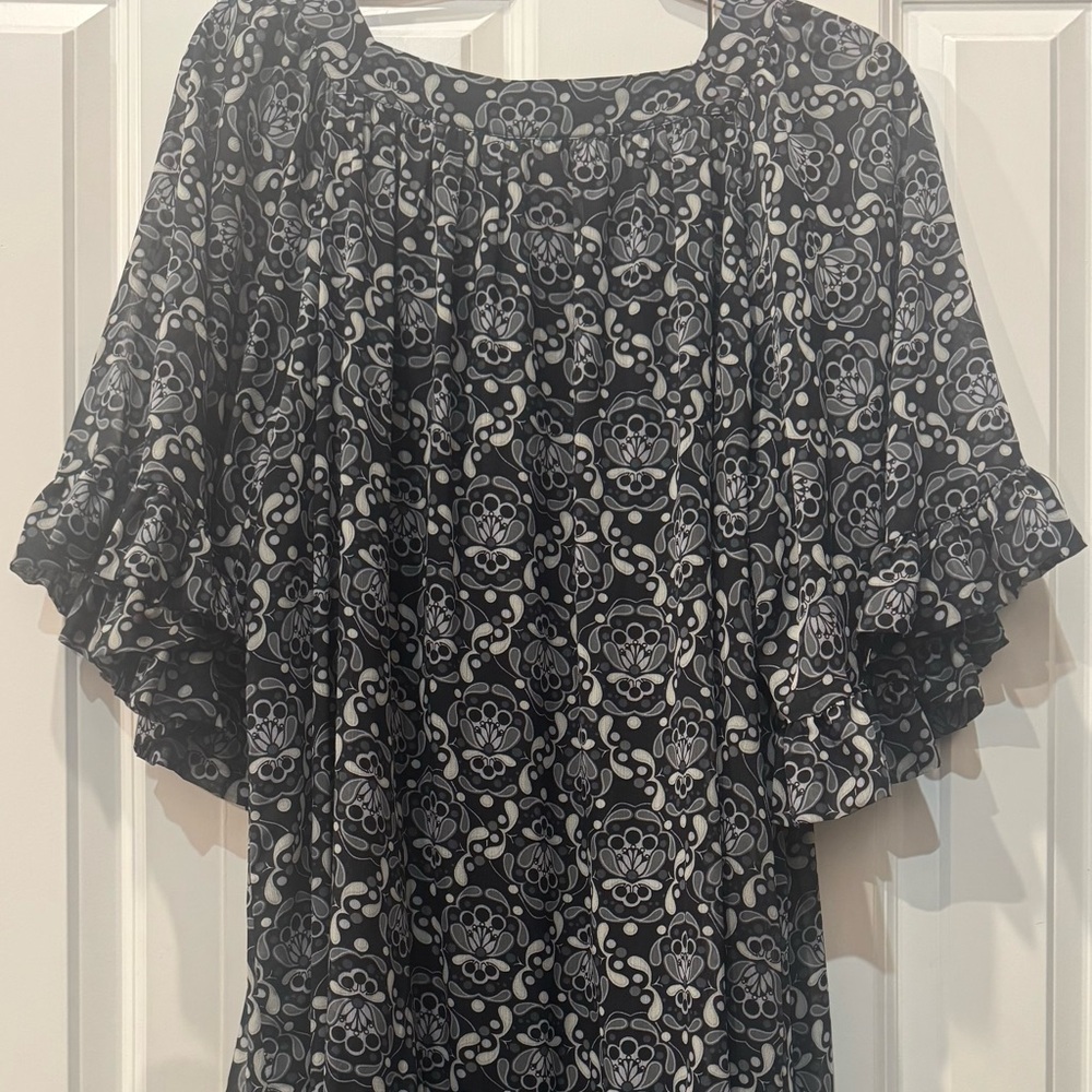 Anna Sui/Uniqglo Black and Gray Patterned Mini Dress